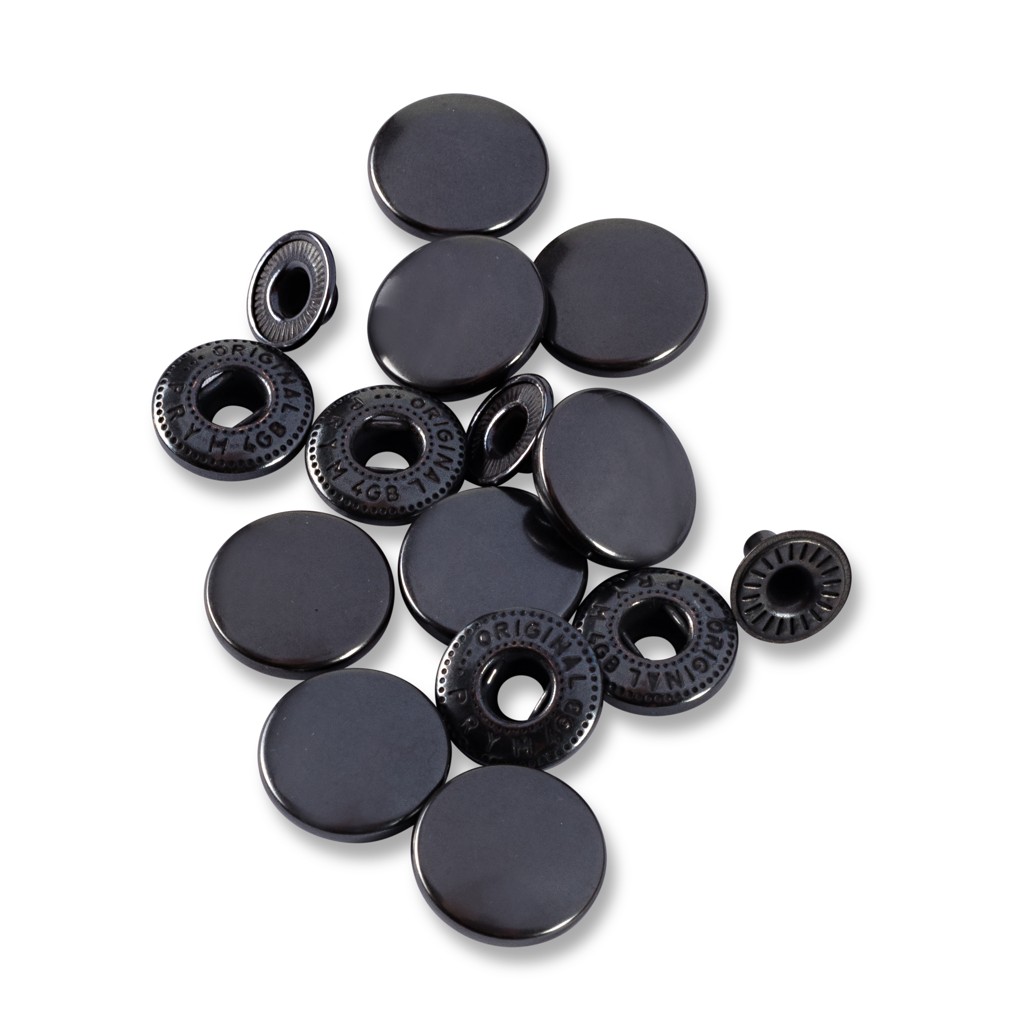 Knoflík stiskací ANORAK 15 mm ČERNÝ NIKL