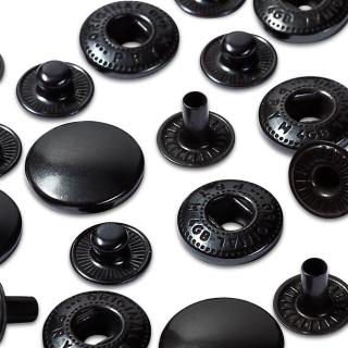 Knoflík stiskací ANORAK 15 mm ČERNÝ NIKL